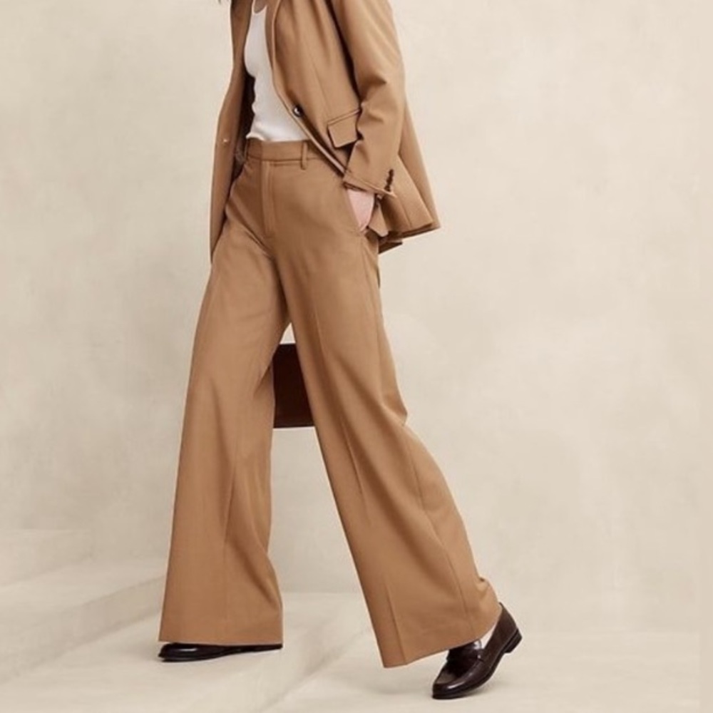 Elegant Banana Republic Tan Women's Wide-Leg Pants